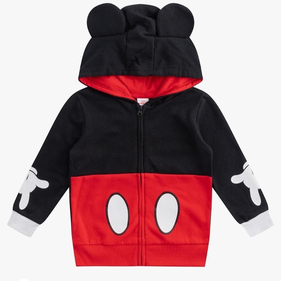 Disney Other - Disney Mickey Mouse  Zip Up Hoodie with Ears Black/Red unisex 12m